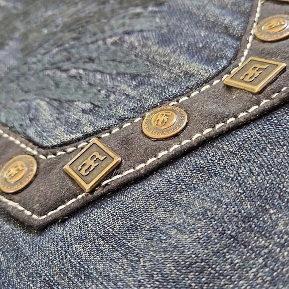 Smoke Rise Jeans Men's 42 x 32 Wide Straight Leg Contrast Thread Embellished Y2K - Picture 13 of 16